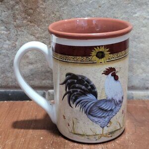 Gibson Everyday Daybreak Rooster Brown Mug 14 oz